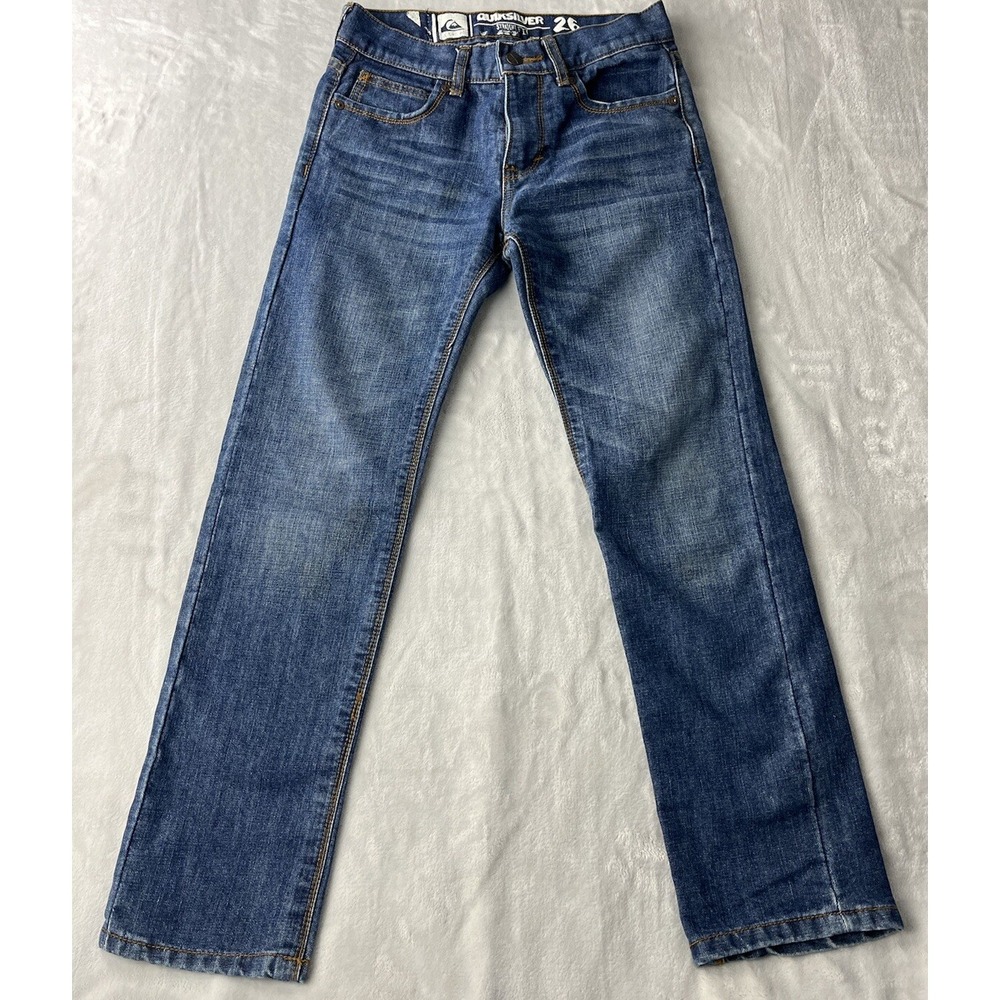 QUICKSILVER Jean Men 26x27 Blue Wash Straight Fit Whisker Preppy Modern